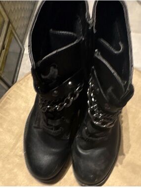 XOXO Black Lace-Up Ankle Boots with Subtle Stitch Detailing